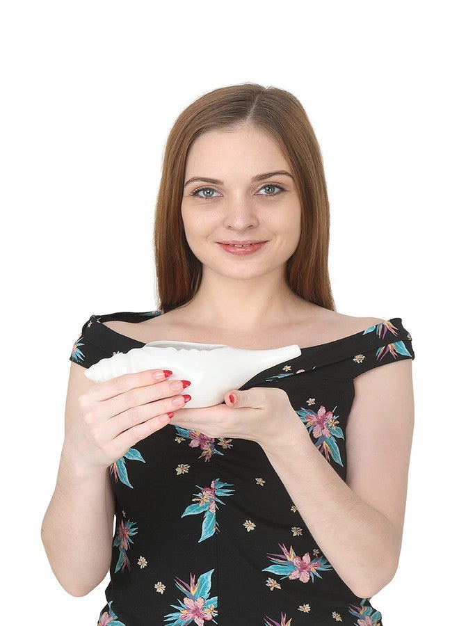 Qimacplus Leak Proof Durable Ceramic Neti Pot Non-Metallic & Comfortable Grip with 10 Sachet Neti Salt | Microwave and Dishwasher Friendly Natural Treatment for Sinus and Congestion (White) - Image 5